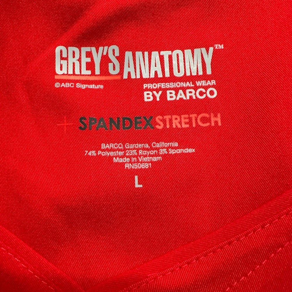 Grey's Anatomy Women’s Red Short Sleeve Scrub Top with Spandex Stretch